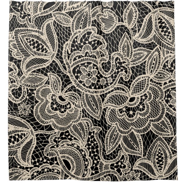 Elegant Lace Seamless Pattern Design Shower Curtain (Front)