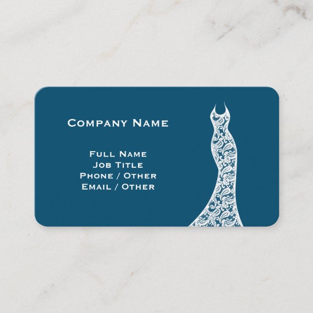 Elegant Lace Wedding Dress teal Business Card  (Front)