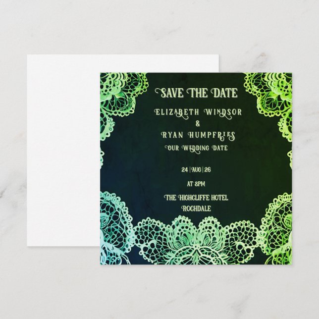 Elegant Lace" Wedding Invitation Collection  (Front/Back)