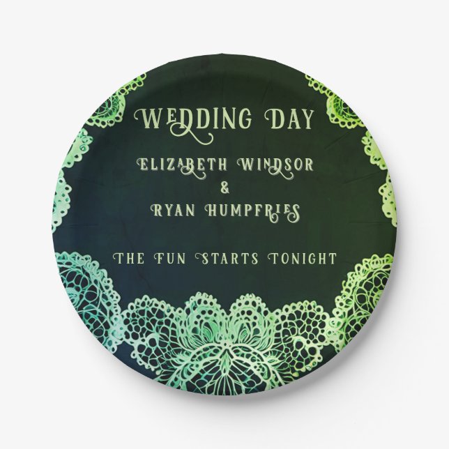 Elegant Lace" Wedding Invitation Collection  Paper Plate (Front)