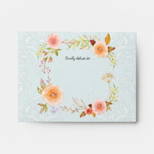 Elegant Lace Wedding Invitation Floral in Blue Envelope