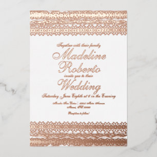 Elegant Lace Wedding Pressed  Foil Invitation