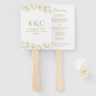 Elegant Lace Wedding Program Fans   Vintage (Gold)