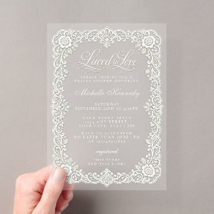 Elegant Laced In Love Bridal Shower Acrylic Invitations