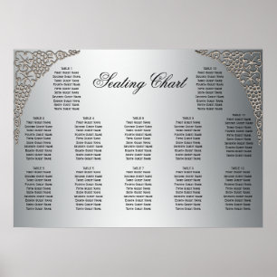 Elegant Lacework Silver Wedding Reception Seating Poster