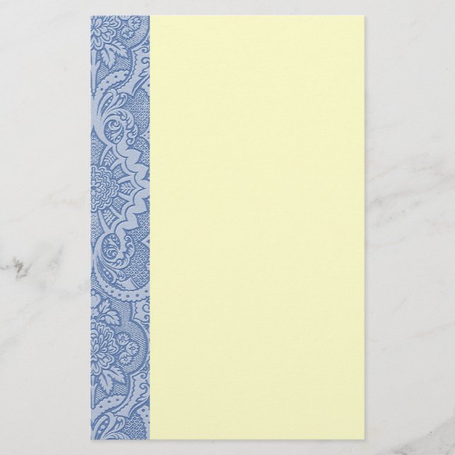Elegant Lacy Blue Stationery (Front)