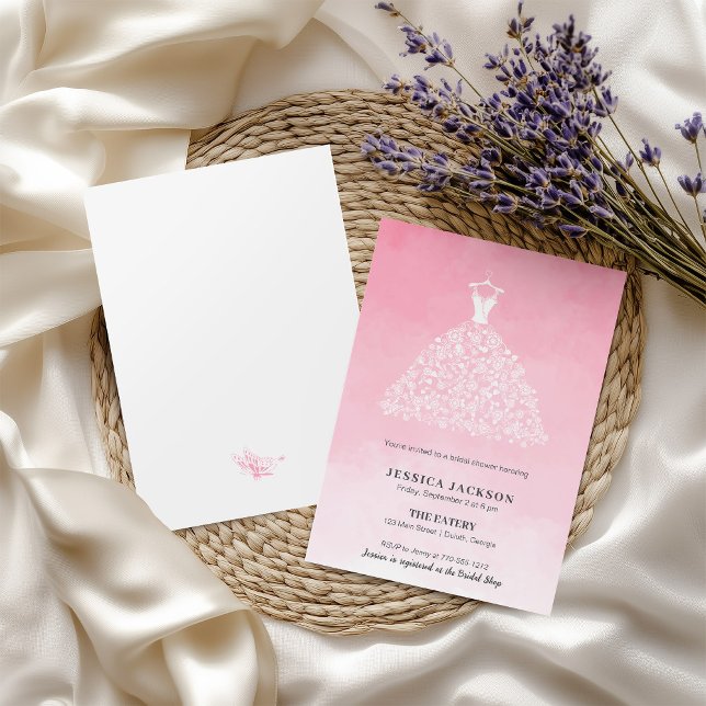 Elegant Lacy Bridal Gown Pink Ombre  Holiday Card (Creator Uploaded)