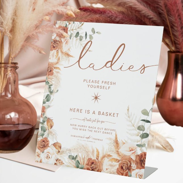 Elegant Ladies Bathroom Basket Elegant Wedding  Pedestal Sign (Creator Uploaded)