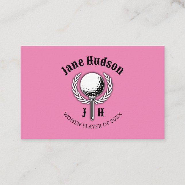 Elegant Ladies Golf Monogram Design Business Card (Front)