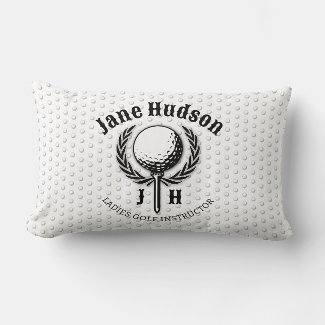 Elegant Ladies Golf Monogram Design Lumbar Cushion (Front)