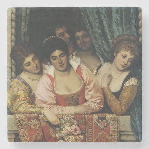 Elegant Ladies on a Balcony Stone Coaster