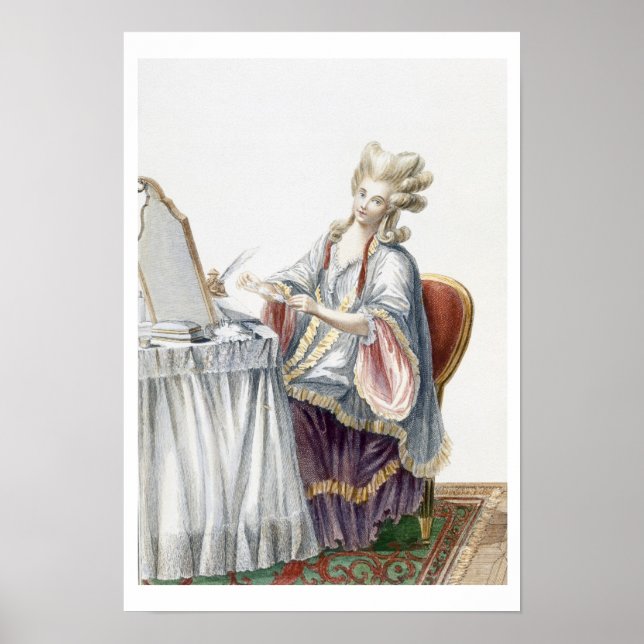 Elegant Lady at her Dressing Table, plate from 'Ga Poster (Front)