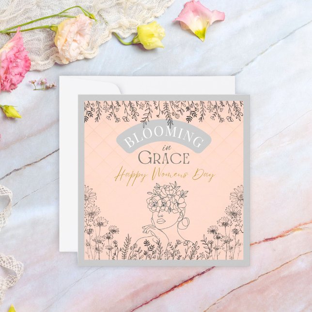 Elegant Lady Blooming in Grace Hair of Roses Pink Card (Creator Uploaded)