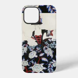 ELEGANT LADY FLORAL DRESS WITH BLACK WHITE FLOWERS iPhone 12 CASE
