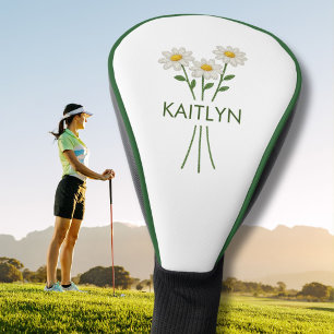 Elegant Lady Golfer Faux Embroidery Floral Golf Head Cover