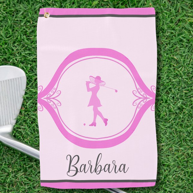 Elegant Lady Golfer Personalised  Golf Towel (Creator Uploaded)