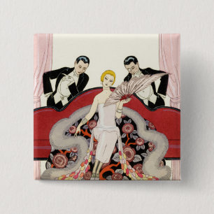 Elegant Lady in Paris Art Deco Button