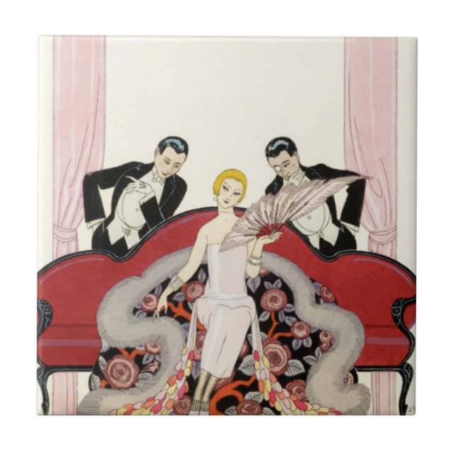 Elegant Lady in Paris Art Deco Tile (Front)