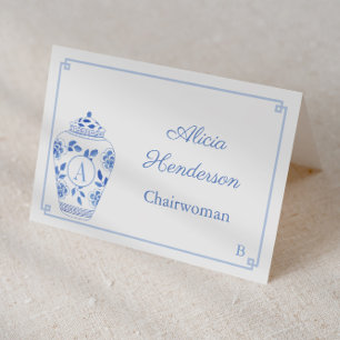 Elegant Lady Monogram Ginger Jar Place Card