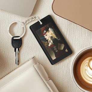 Elegant Lady Steampunk Victorian Red Clockwork Key Ring