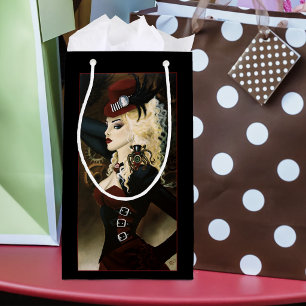 Elegant Lady Steampunk Victorian Red Clockwork Small Gift Bag