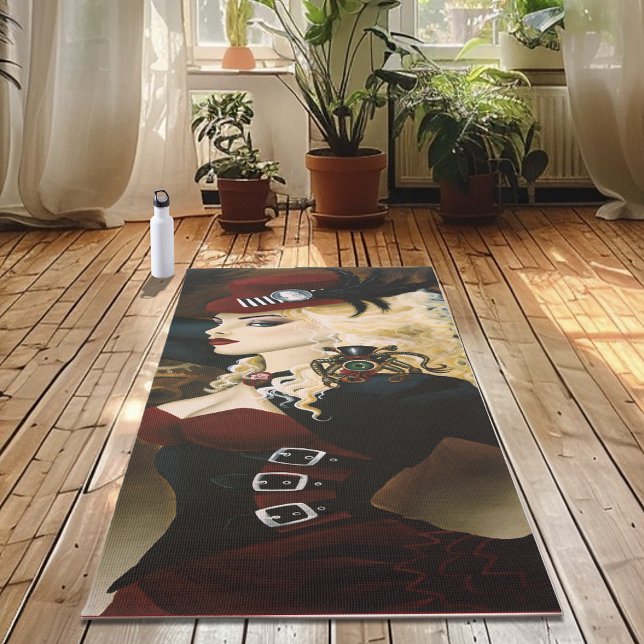 Elegant Lady Steampunk Victorian Red Clockwork  Yoga Mat (Creator Uploaded)