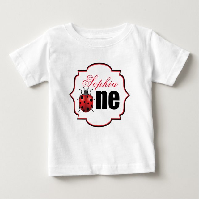 Elegant Ladybug Personalised Baby T-Shirt (Front)