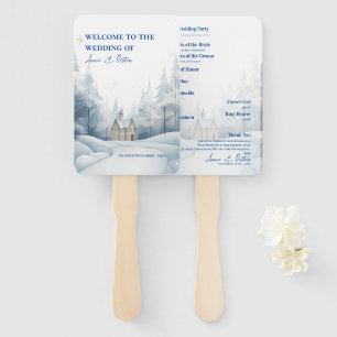 Elegant Landscape Snowy Winter Wedding Program  Hand Fan