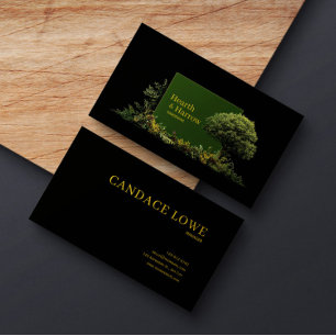 Elegant Landscape Tree Black Gold Frame Botanical Business Card