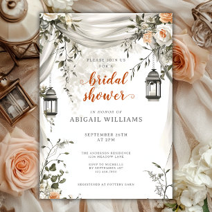 Elegant Lantern and Drapery Floral Bridal Shower Invitation