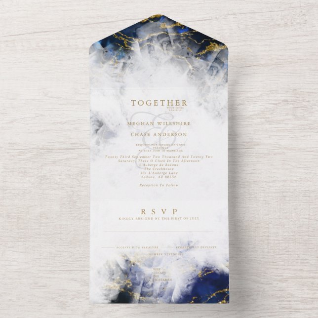 Elegant Lapis Lazuli Crystal Geode  All In One Invitation (Inside)