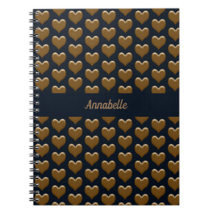 Elegant Large Brushed Gold Hearts Journal