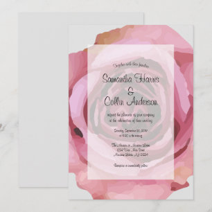 Elegant Large Purple Spring Rose Wedding Invitation