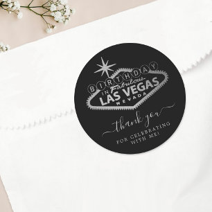 Elegant Las Vegas Birthday Party Thank You Classic Round Sticker