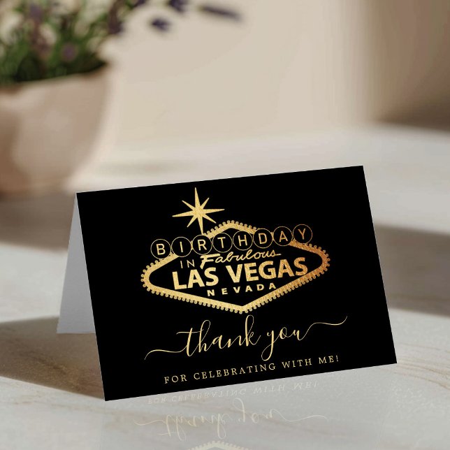 Elegant Las Vegas Birthday Photo Thank You Card (Creator Uploaded)