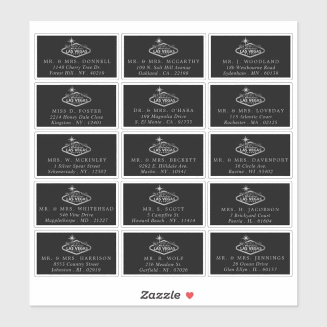 Elegant Las Vegas Destination Wedding Address (Sheet)
