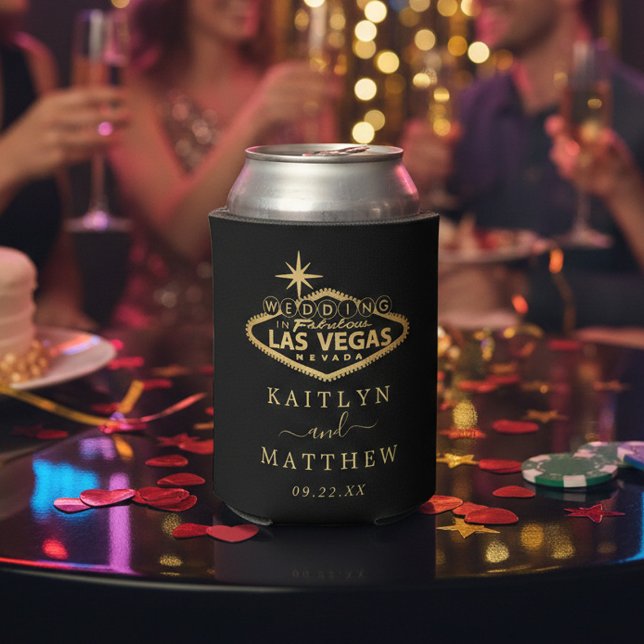 Elegant Las Vegas Destination Wedding Favour Can Cooler (Creator Uploaded)