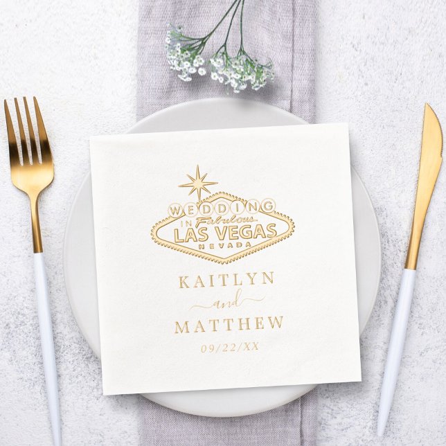 Elegant Las Vegas Destination Wedding Foil Napkins (Creator Uploaded)