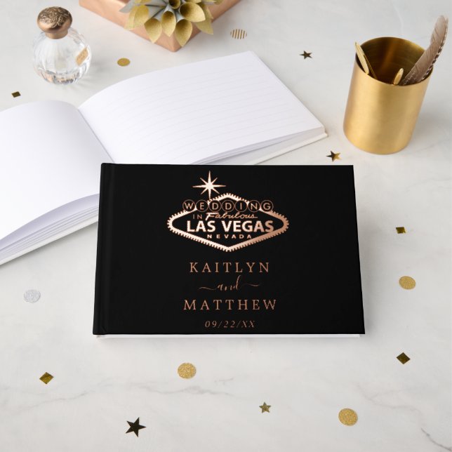 Elegant Las Vegas Destination Wedding Guest Book (Front Open)