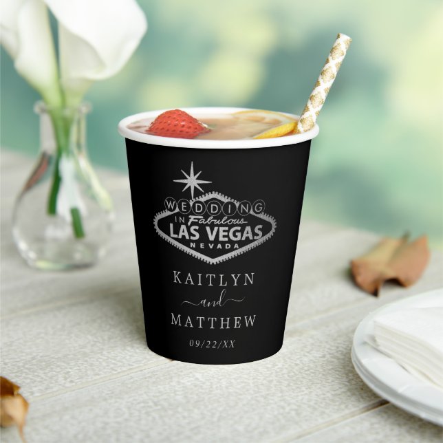Elegant Las Vegas Destination Wedding Paper Cups (Insitu)