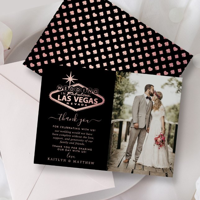 Elegant Las Vegas Destination Wedding Photo Thank You Card (Creator Uploaded)