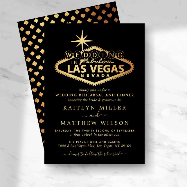 Elegant Las Vegas Destination Wedding Rehearsal Invitation (Creator Uploaded)