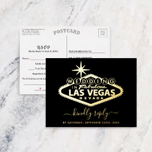 Elegant Las Vegas Destination Wedding RSVP Real Foil Invitation Postcard