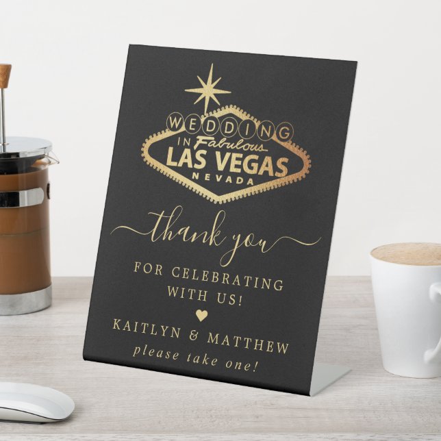 Elegant Las Vegas Destination Wedding Thank You Pedestal Sign (In SItu)