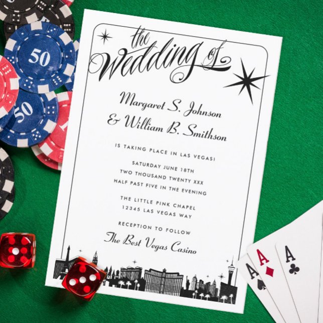 Elegant Las Vegas Strip Skyline Wedding Invitation (Creator Uploaded)