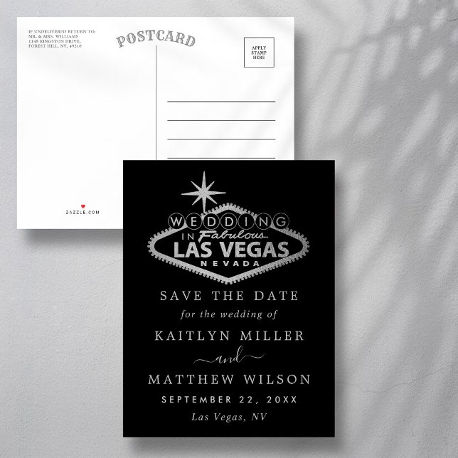 Elegant Las Vegas Wedding Save The Date Announcement Postcard (Creator Uploaded)