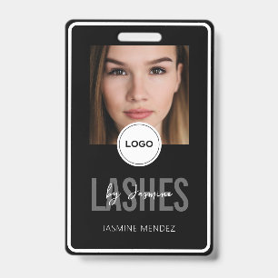 Elegant LASH Technician Black White Photo Lanyard  ID Badge