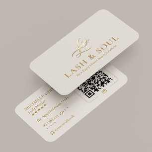 Elegant Lash Technician Makeup Artist Sand Beige Business Card