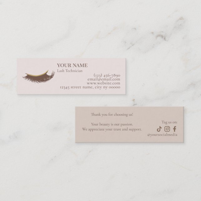 Elegant Lash Technician Thank you Card (Front/Back)