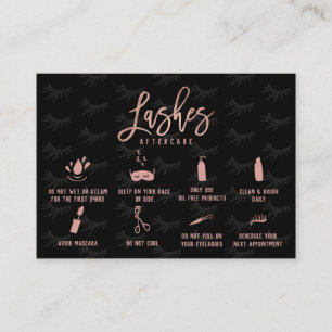 Elegant lashes aftercare rose gold illustration business card